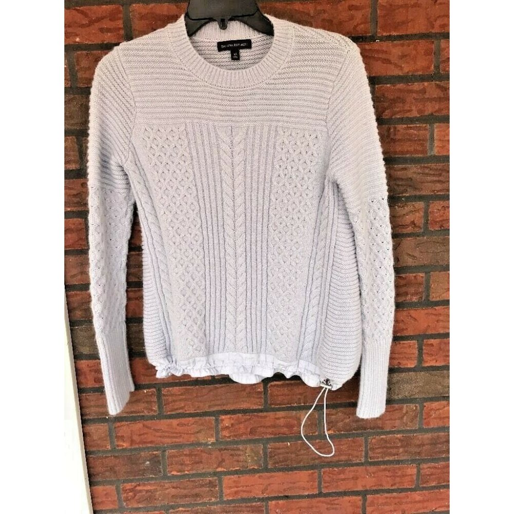 Banana Republic Wool Sweater XS Pullover Cardigan Drawstring Bottom Mohair Blue